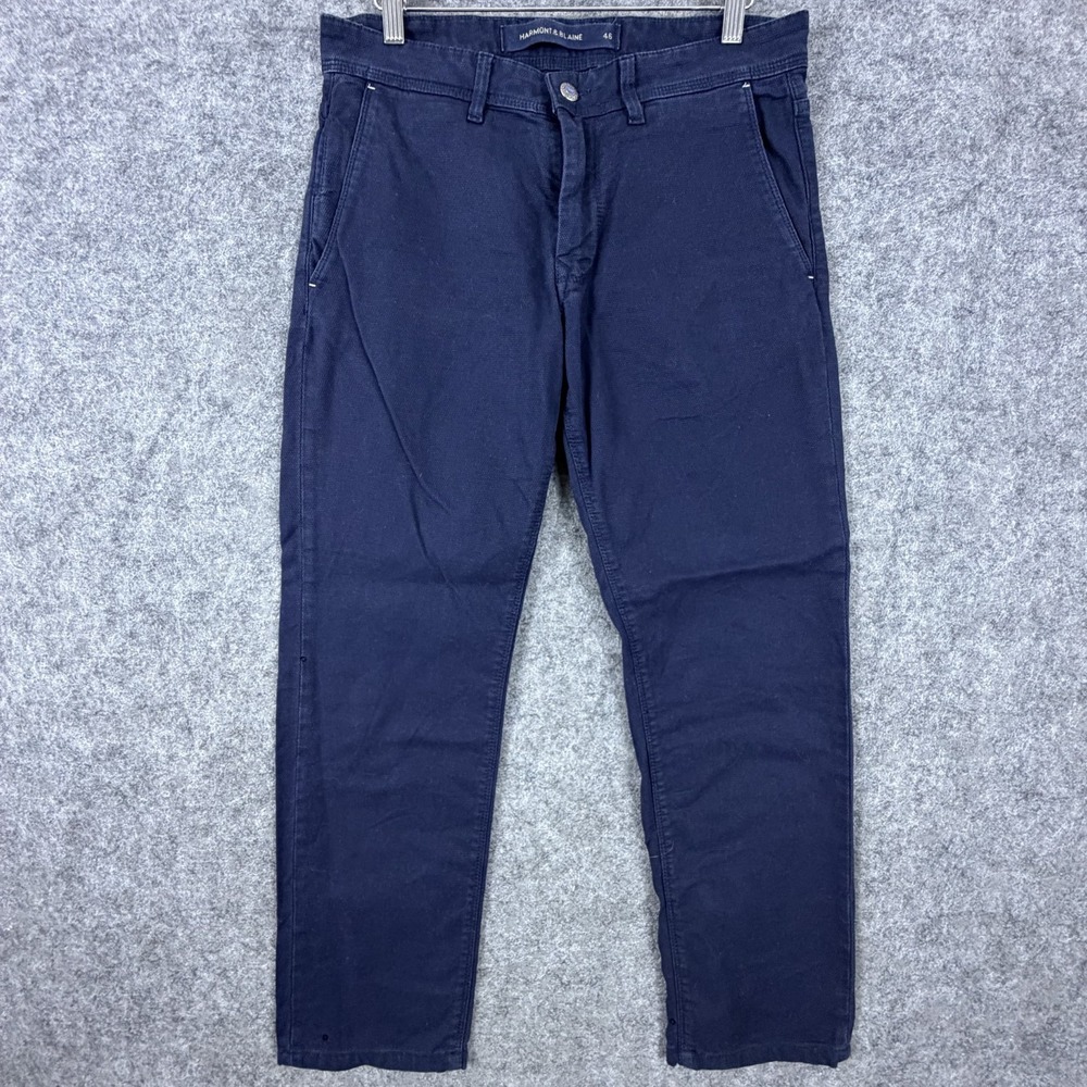 Harmont & Blaine Chino Pants Mens 46 Blue Cotton Flat Front Straight Leg